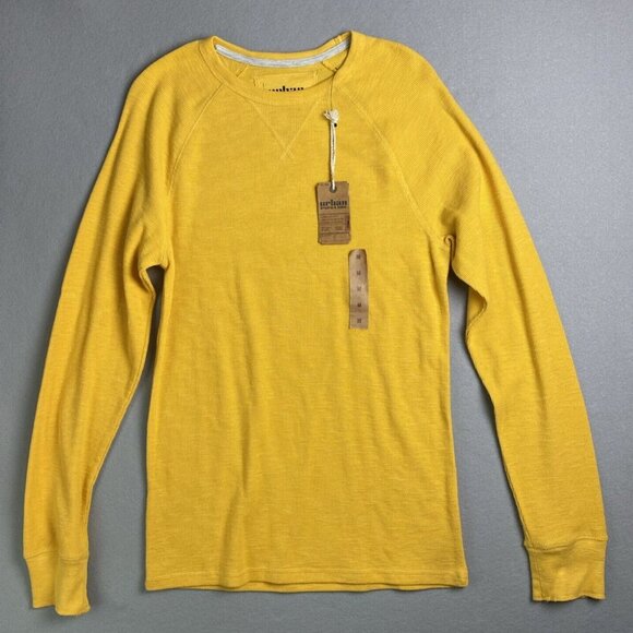 Urban Pipeline‎ Crewneck Shirt Mens Medium Yellow / Gold Raglan Cotton Pullover - Picture 1 of 8